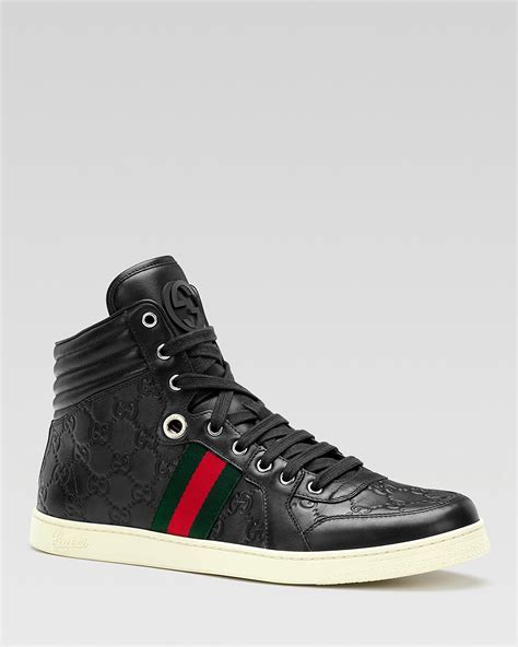 black gucci high tops|gucci leather high top sneaker.